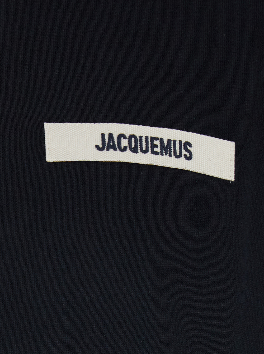 Jacquemus Men T-Shirt 'Le T-Shirt Gros Grain' Crew Neck With Logo Patch On The Front In Black Cotton For Men JACQUEMUS