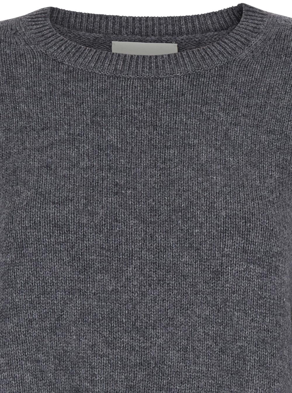 Lisa Yang Women Sweater With U-Neck And Long Sleeves In Gray Cashmere For Women LISA YANG