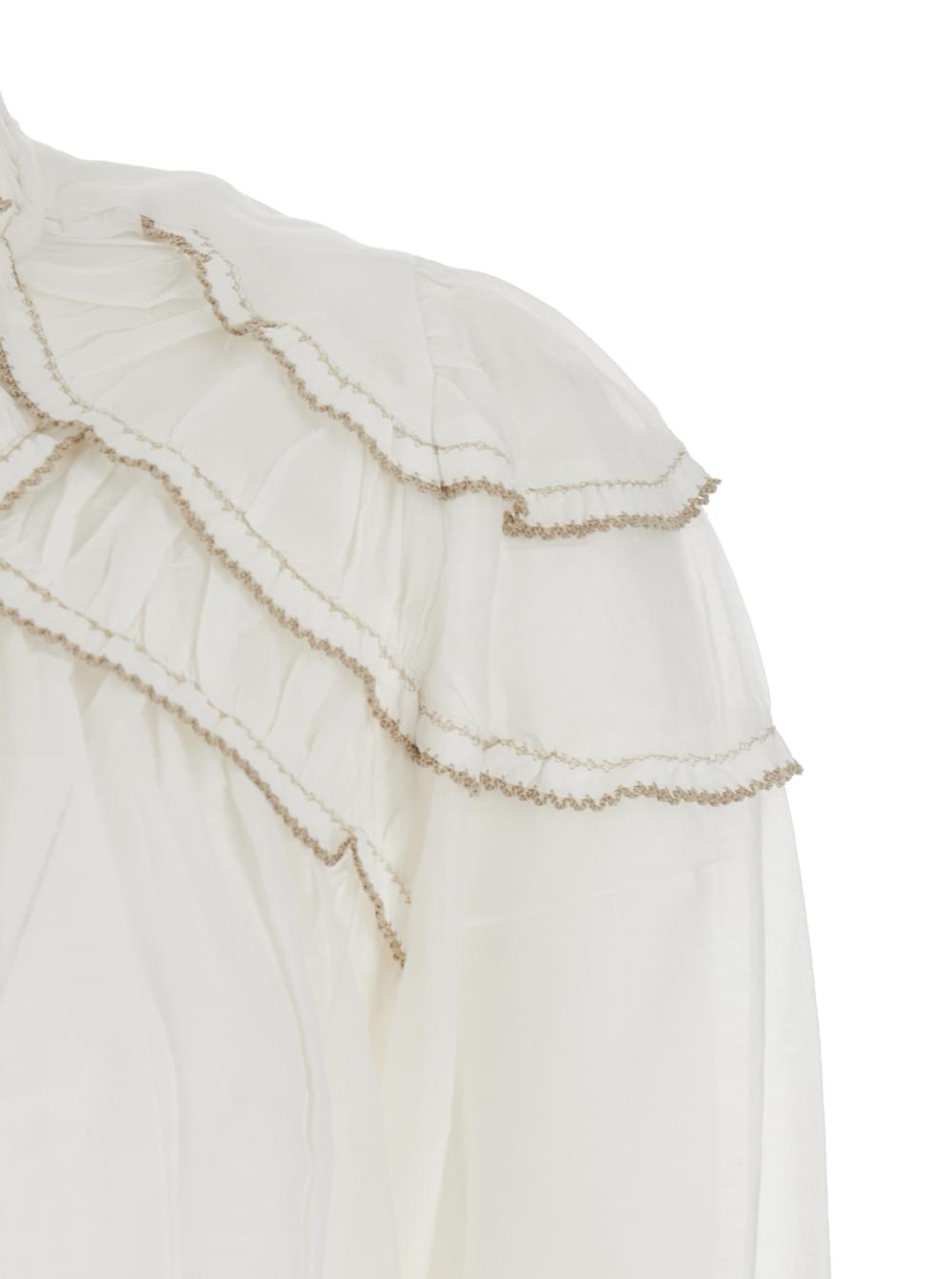 Isabel Marant Etoile Women Blouse 'Christa' With High Collar And Long Sleeves In Cotton Blend White Women ISABEL MARANT ETOILE