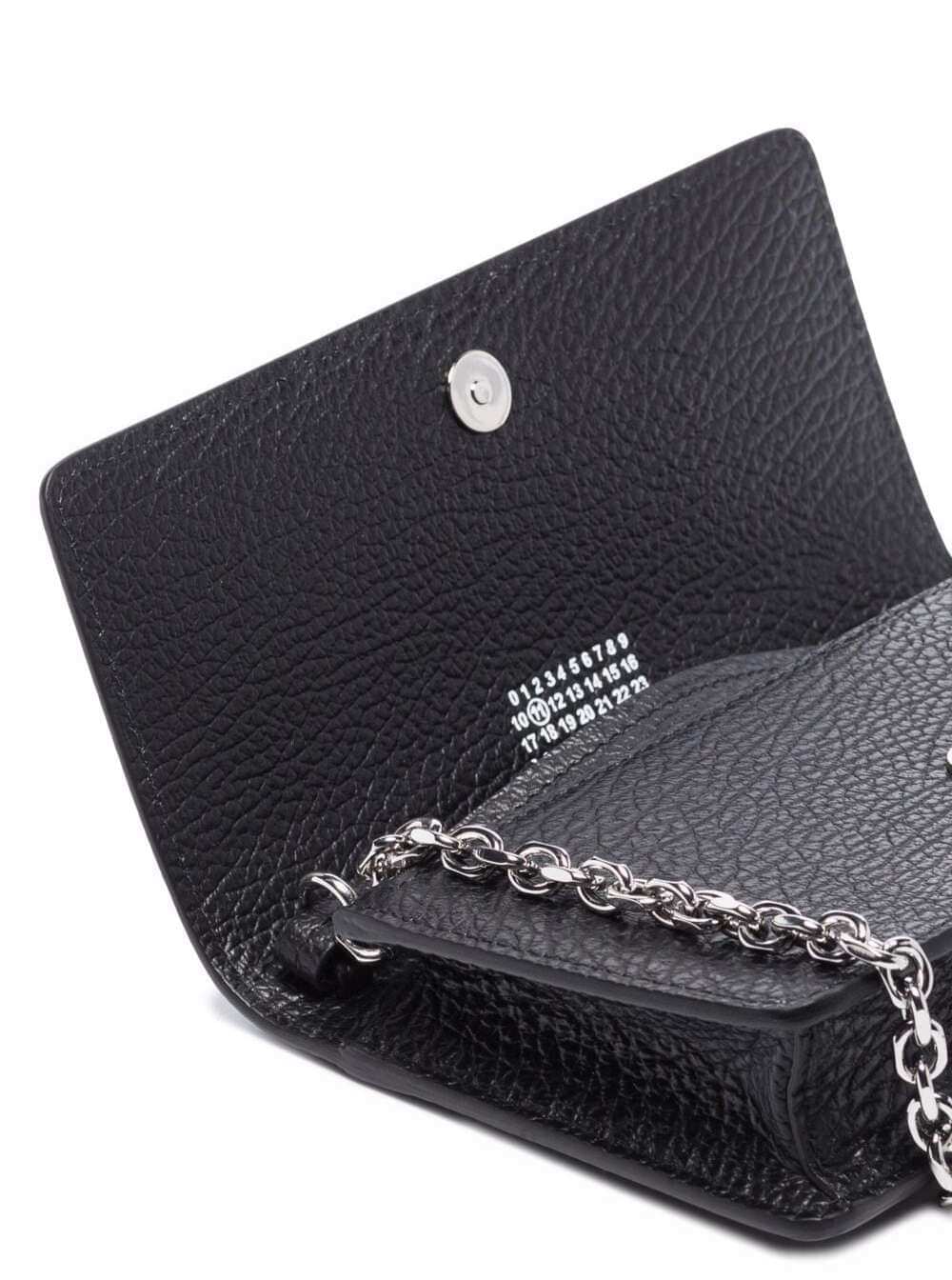 Maison Margiela Women Crossbody Wallet With Magnetic Closure In Grained Black Leather For Women MAISON MARGIELA