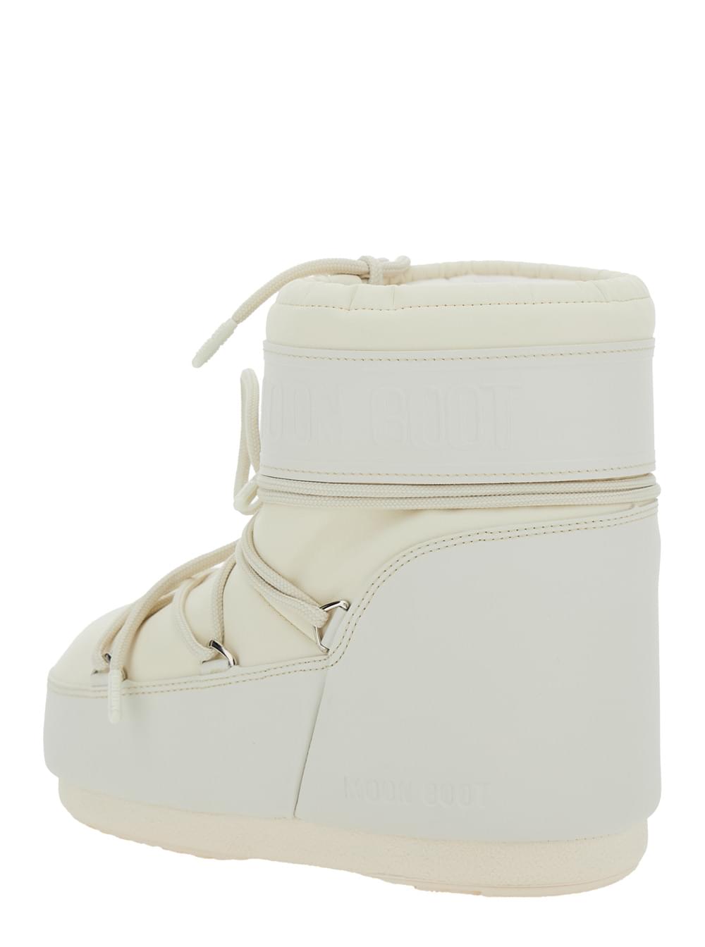 Moon Boot Women Snow Boots With Maxi Logo Print On The Side In White Tech Fabric For Women MOON BOOT