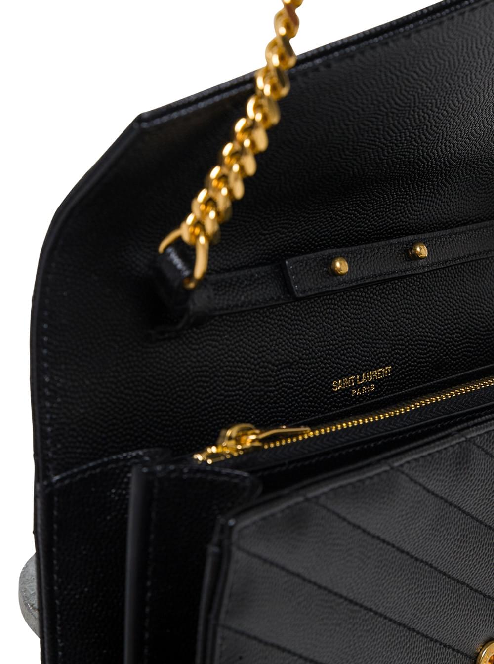 Saint Laurent Women Crossbody Bag 'Cassandra' In Black Chevron Leather SAINT LAURENT
