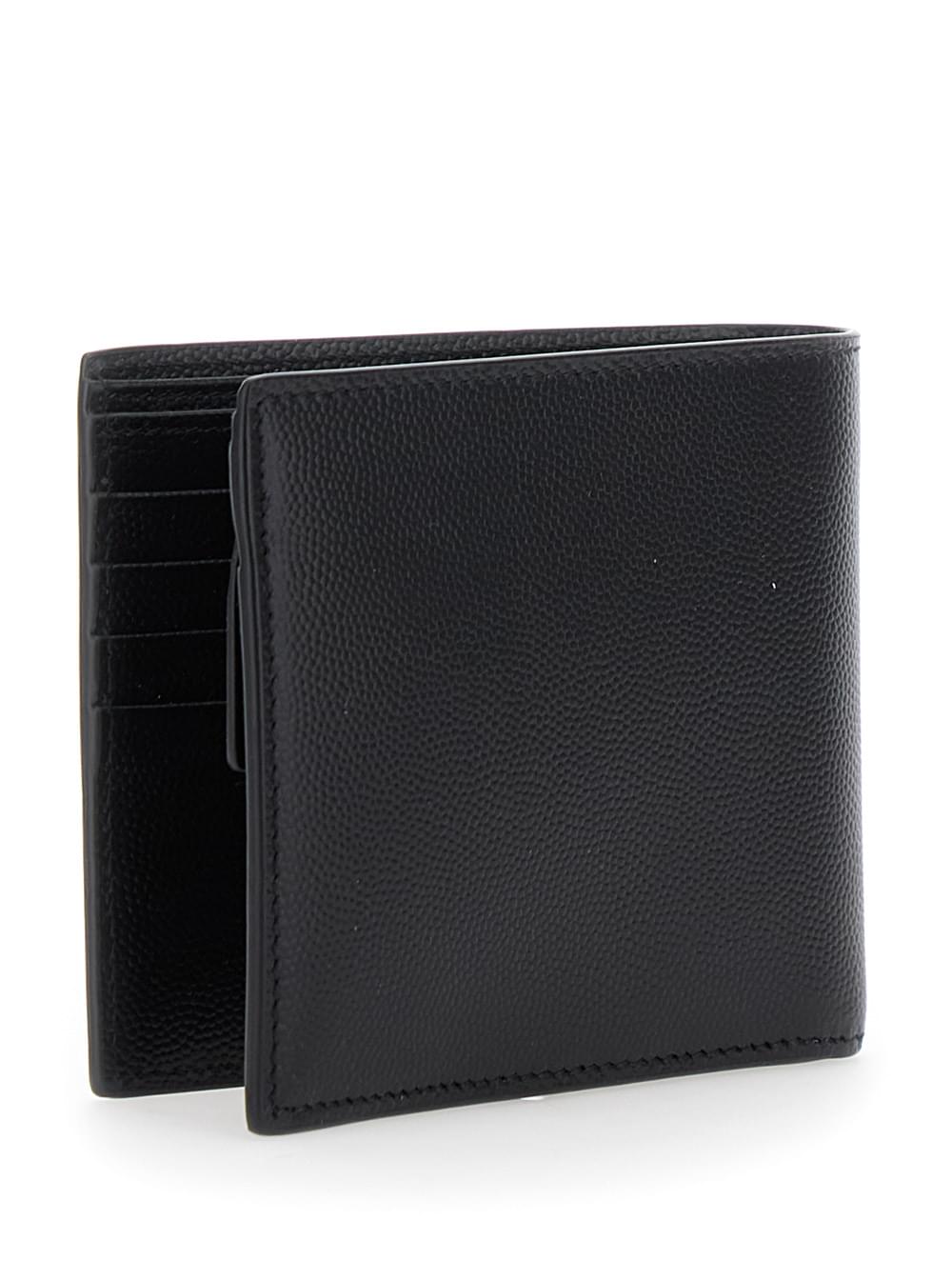 Saint Laurent Men Bi-Fold Wallet 'Monogram' With Logo Lettering On The Front In Black Leather For Men SAINT LAURENT