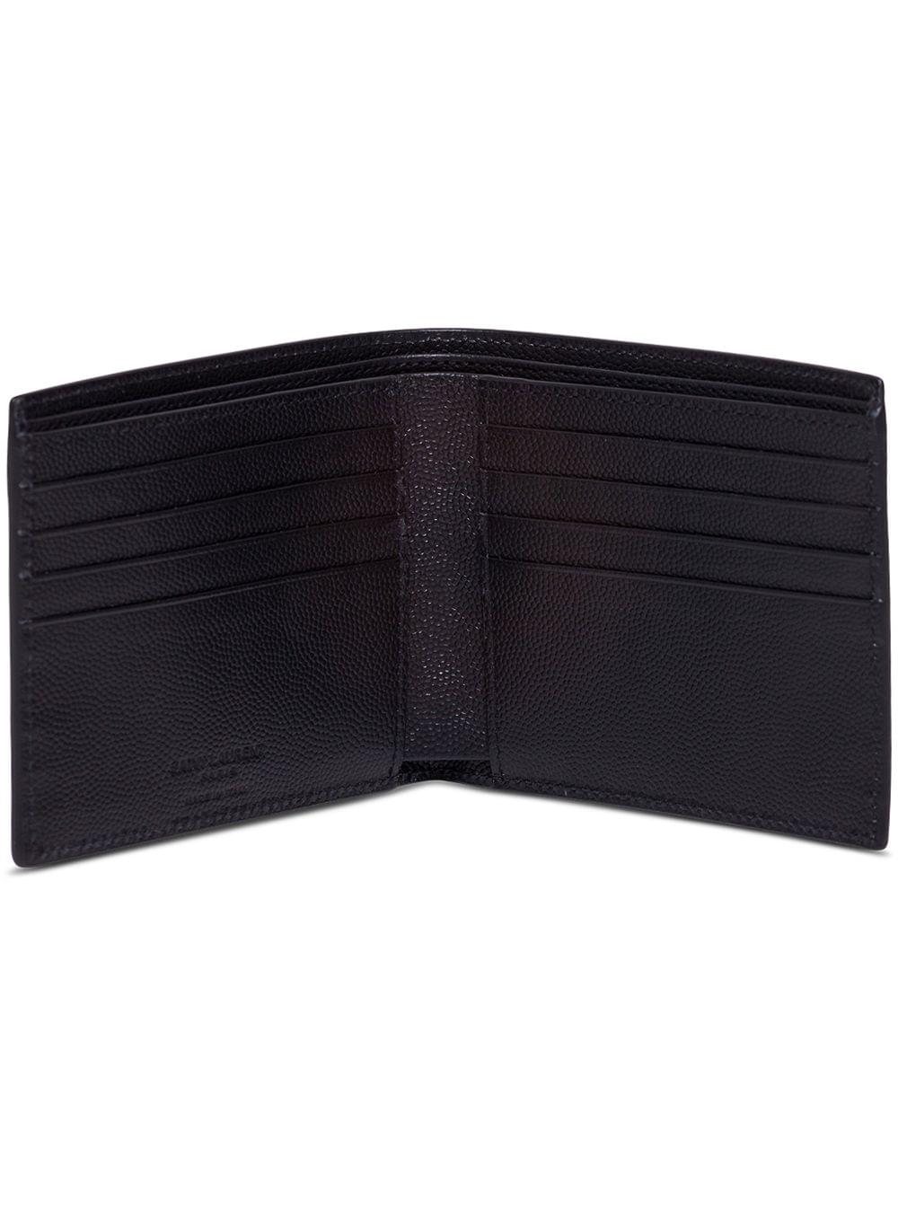 Saint Laurent Men Black Leather Bifold Wallet With Saint Laurent Logo For Men SAINT LAURENT