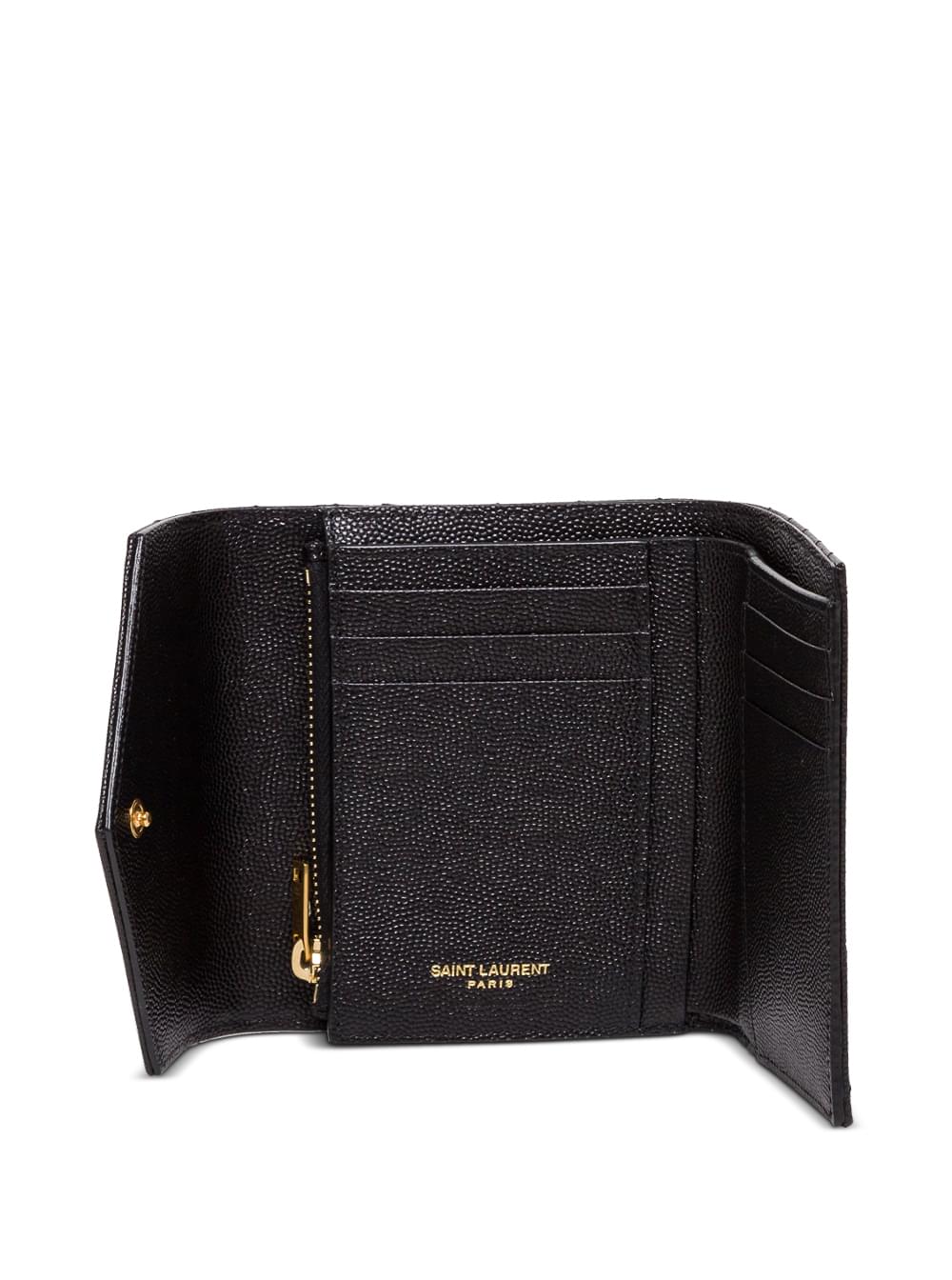 Saint Laurent Women Wallet 'Grain De Poudre' Black With Cassandre Logo In Black Leather Woman SAINT LAURENT