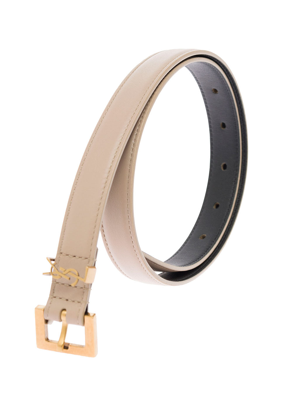 Saint Laurent Women Ysl Beige Leather Belt With Logo Buckle Woman Saint Laurent SAINT LAURENT