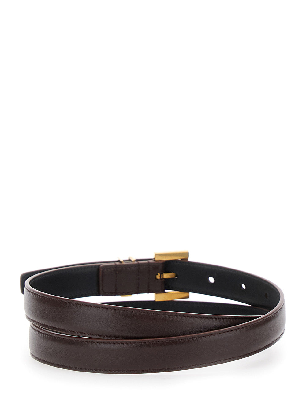 Saint Laurent Women Brown Belt With Cassandre Loop In Leather Woman SAINT LAURENT