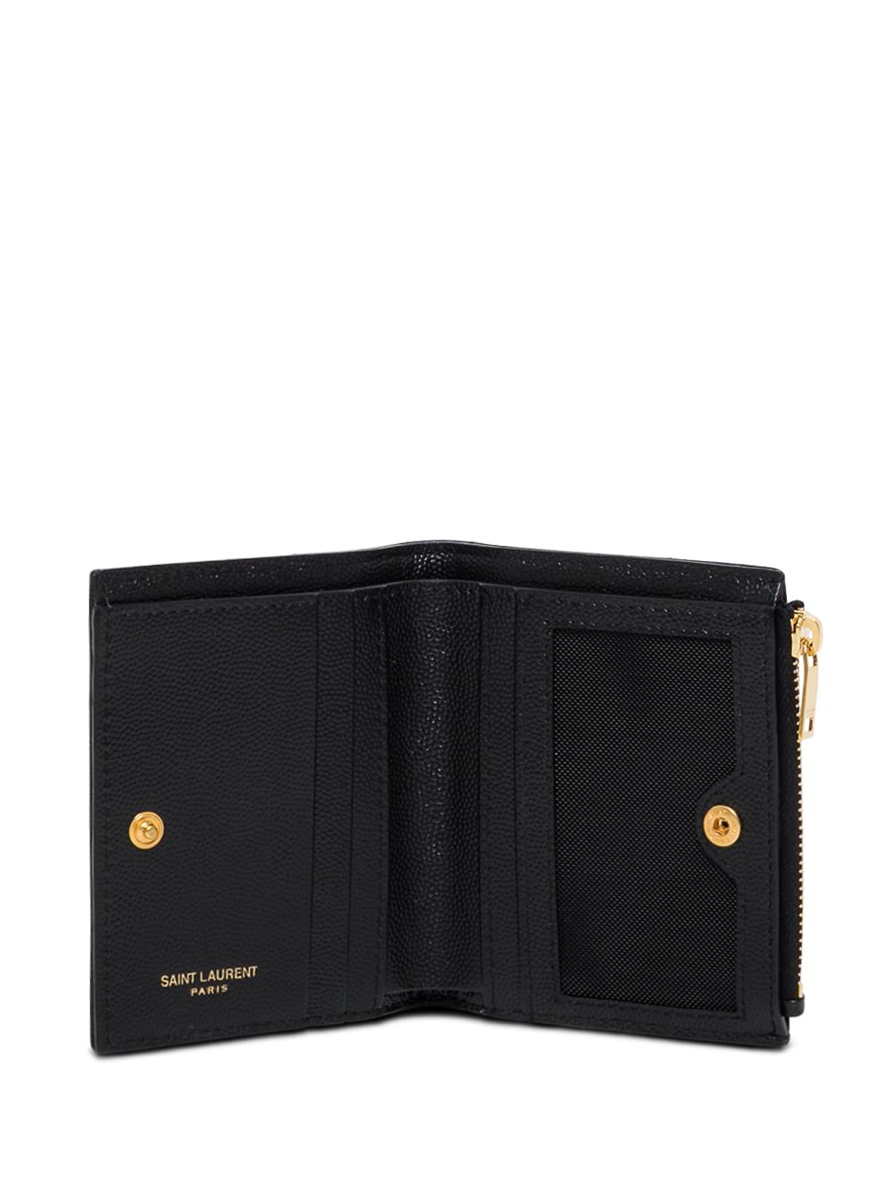 Saint Laurent Women Wallet 'Chevron' With Metal Logo In Black Leather For Women SAINT LAURENT