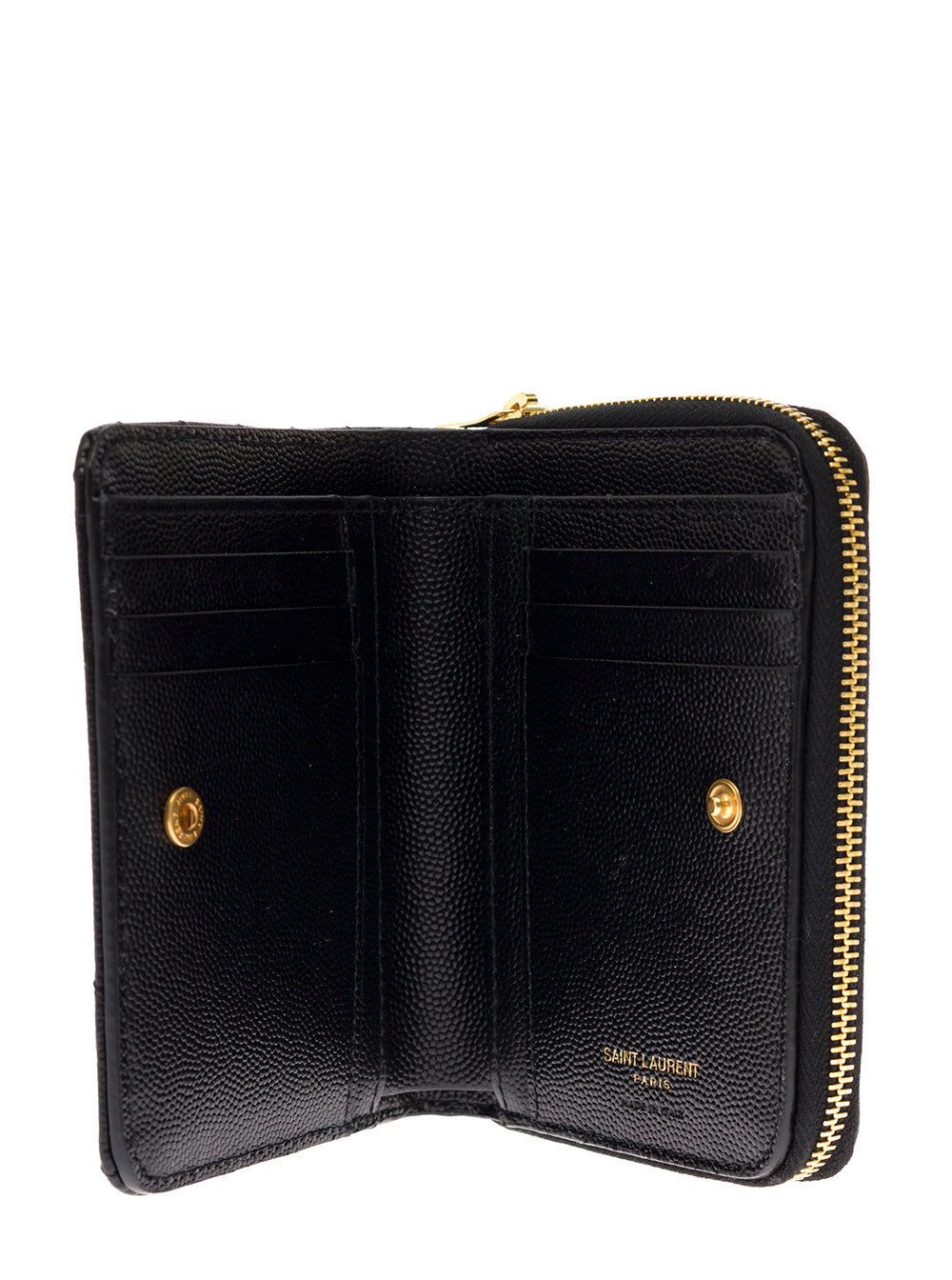 Saint Laurent Women Wallet With Cassandre Plate On The Front In Black Leather For Women SAINT LAURENT