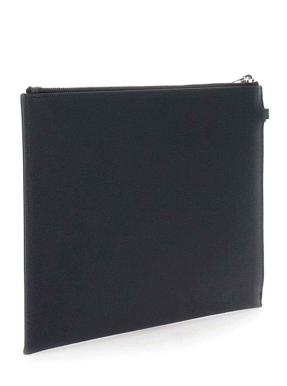 Saint Laurent Men Pouch With Logo Embossed On The Front In Black Leather For Men SAINT LAURENT