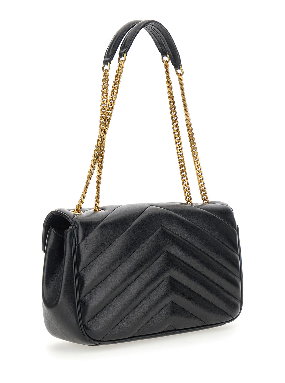 Saint Laurent Women Crossbody Bag 'Loulou' Medium With Chain Strap And Cassandre Plaque On Front In Black Quilted Leather For Women SAINT LAURENT