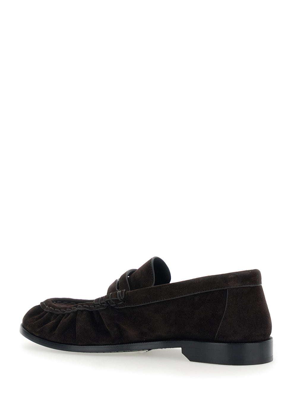 Saint Laurent Women 'Le Loafer' Brown Loafers With Hand-Stitched Toe And Cassandre Plaque In Suede For Women SAINT LAURENT