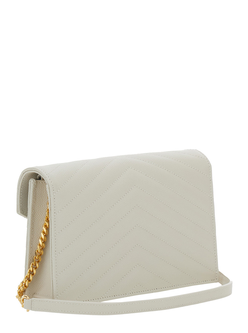 Saint Laurent Women Crossbody Bag 'Louise' With Cassandre Plaque On The Front In White Leather For Women SAINT LAURENT