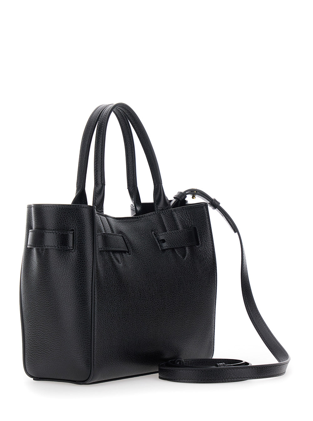 Tom Ford Women Handbag 'Audrey Piccola' With Adjustable Strap And Logo Lettering On The Front In Grained Black Leather For Women TOM FORD