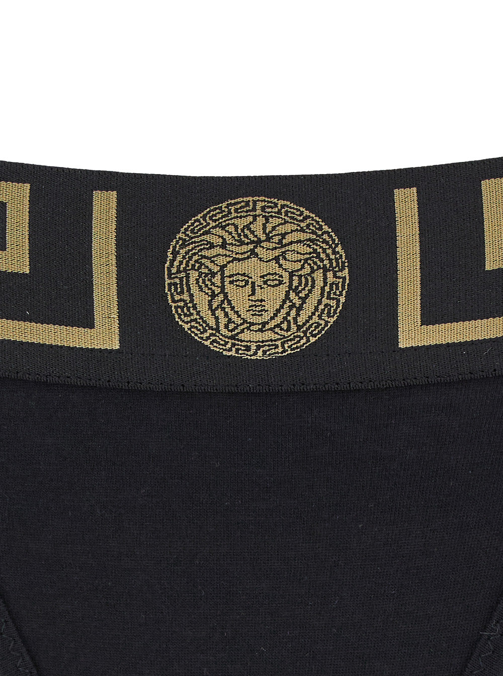 Versace Women High-Waisted 'Greca' Slip With Medusa Detail In Black Stretch Cotton For Women VERSACE