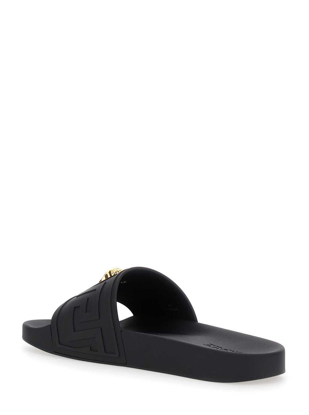 Versace Men Sandals With Medusa Plate On The Front In Black Tech Fabric For Men VERSACE