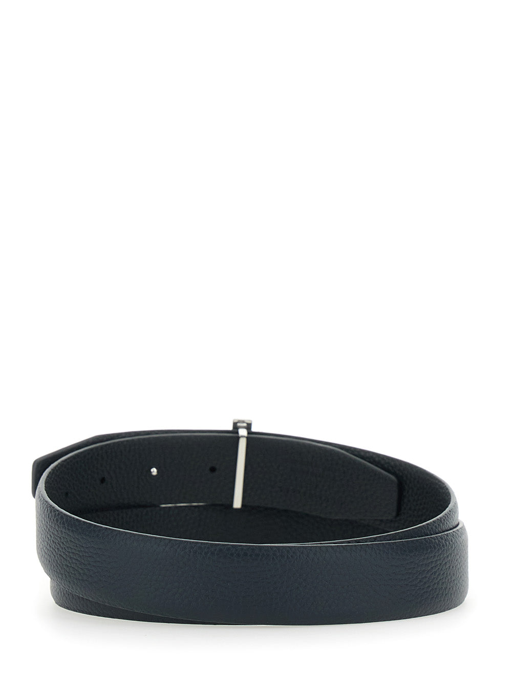 Tom Ford Men Reversible Belt With T Buckle And Crocodile-Embossed Leather Effect In Blue Leather For Men TOM FORD