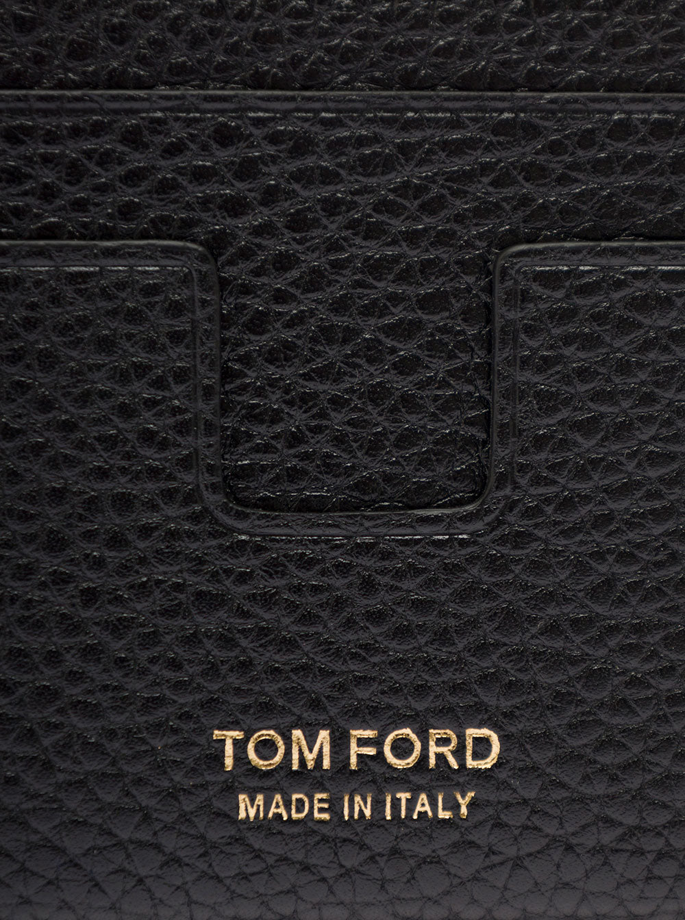 Tom Ford Men Card Holder With Logo Lettering Embossed On The Front In Grained Black Leather For Men TOM FORD