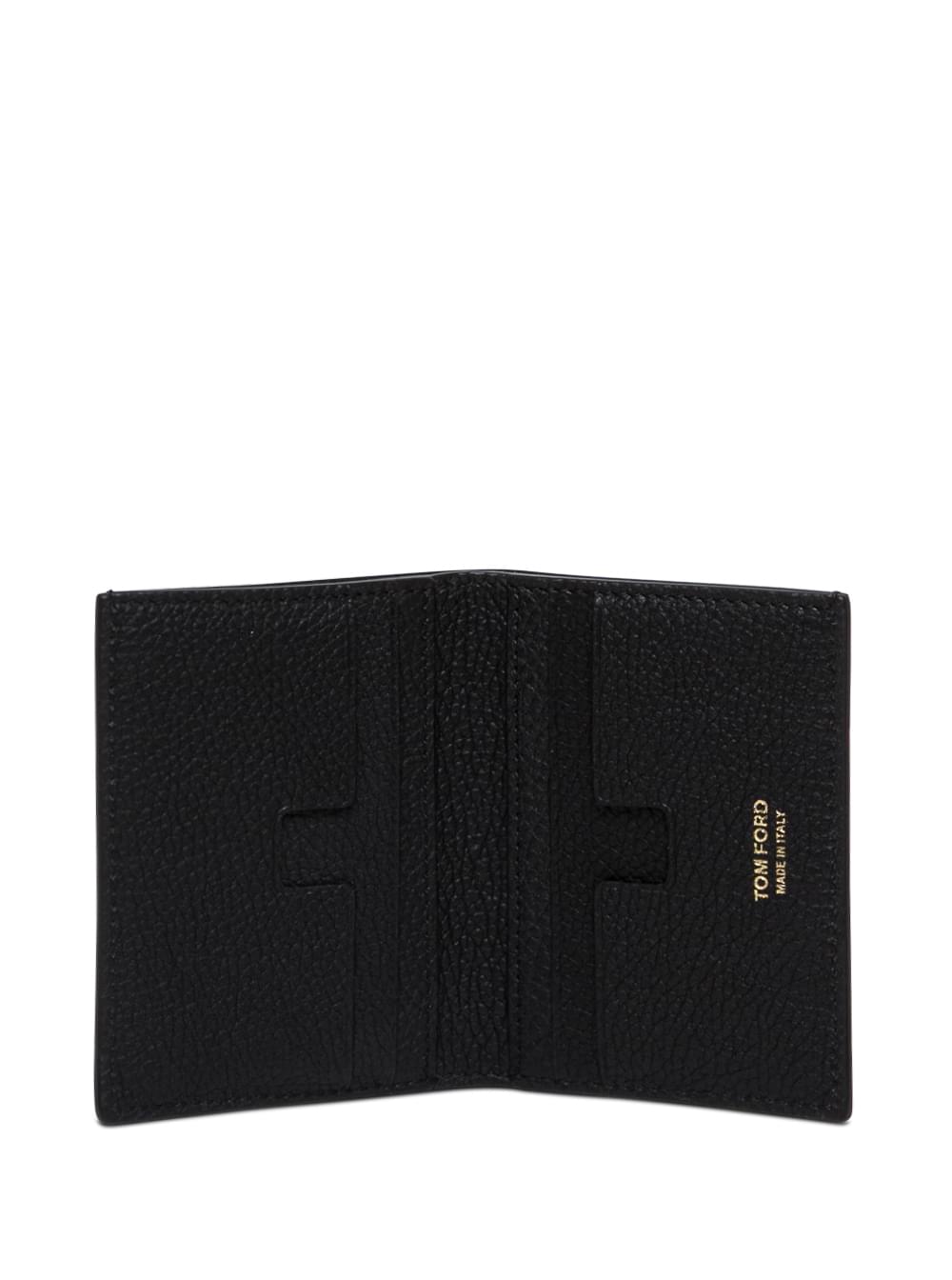 Tom Ford Men Card Holder With Logo Lettering Embossed On The Front In Grained Black Leather For Men TOM FORD