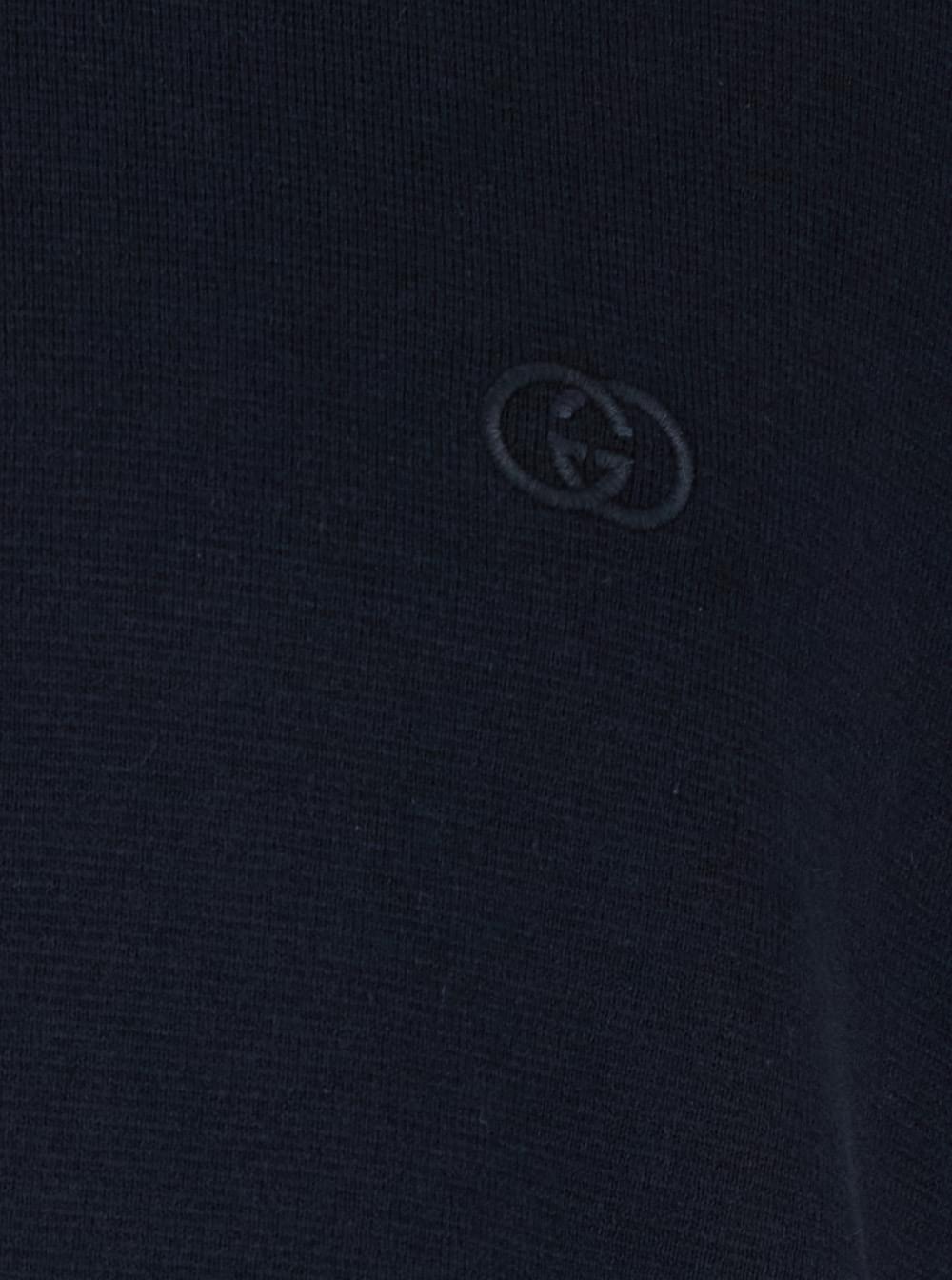 Gucci Men Blue Polo Shirt With Classic Collar And Gg Embroidery On The Front In Cotton For Men GUCCI