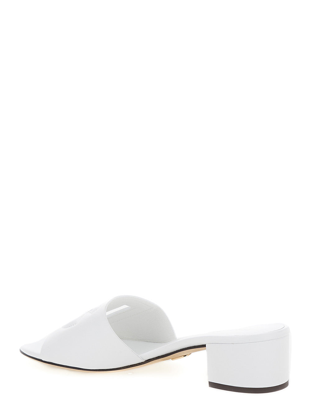 Dolce & Gabbana Women White Mules With Low Heel And Dg Millennials Detail In Smooth Leather Woman DOLCE & GABBANA