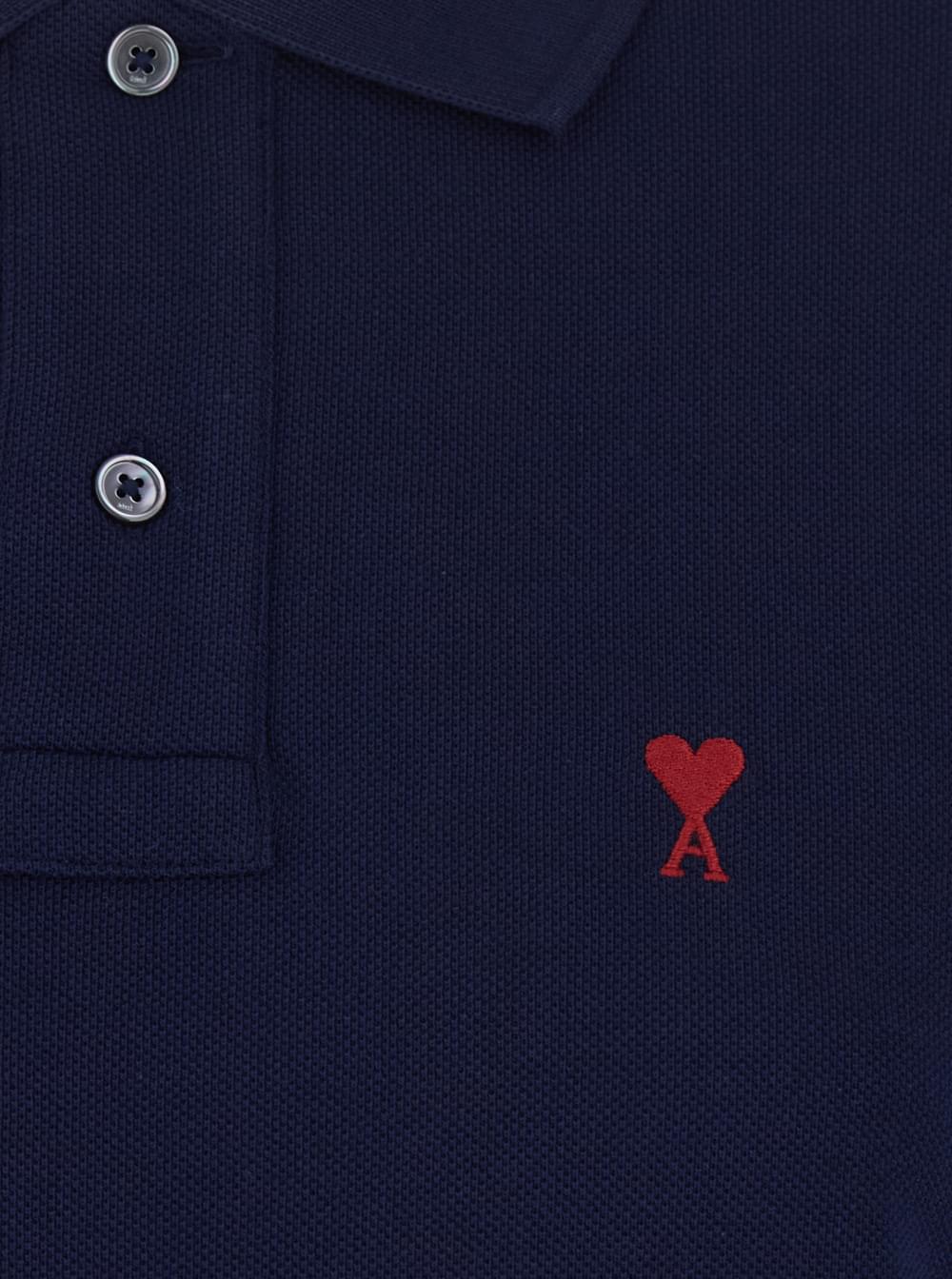 Ami Paris Women Polo Shirt With Classic Collar And Adc Embroidery On The Front In Blue Cotton For Women AMI PARIS