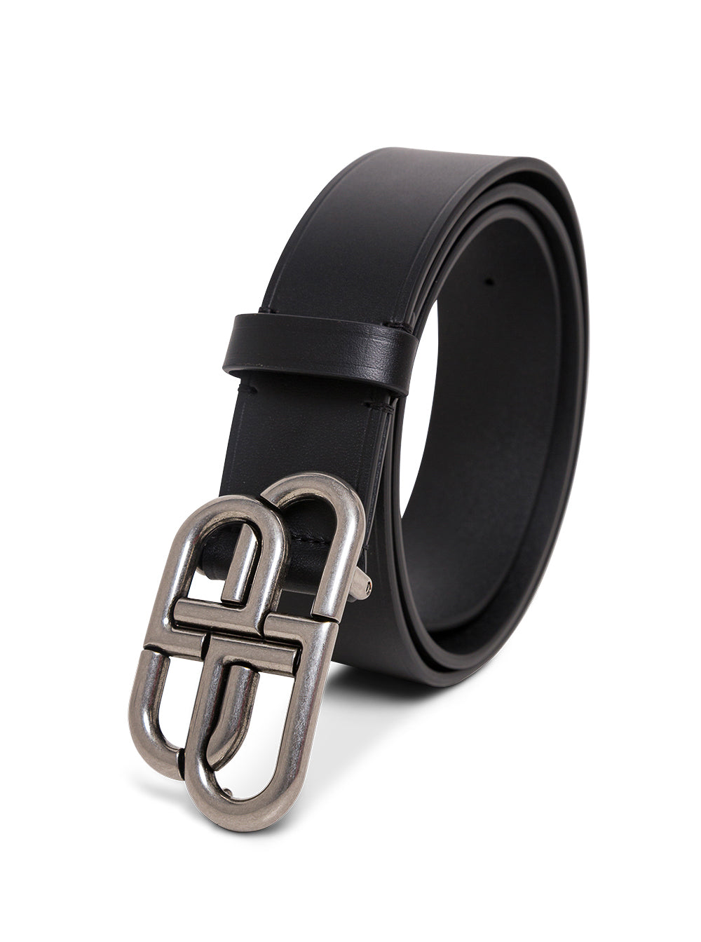 Balenciaga Men Black Leather Belt With Bb Buckle For Men BALENCIAGA