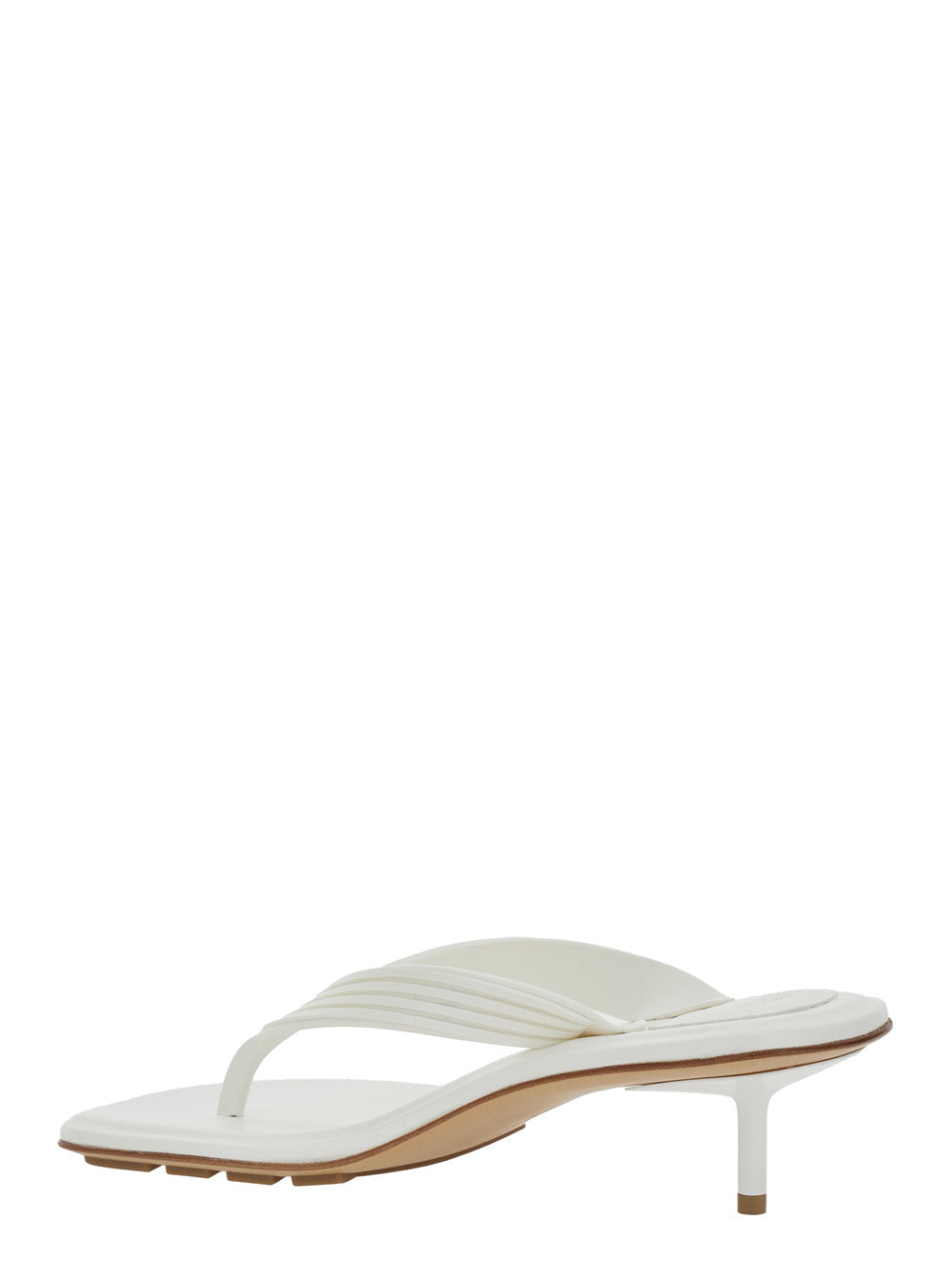 Bottega Veneta Women 'Sampieri' White Sandals With Thong Design And Kitten Heel In Rubber For Women BOTTEGA VENETA