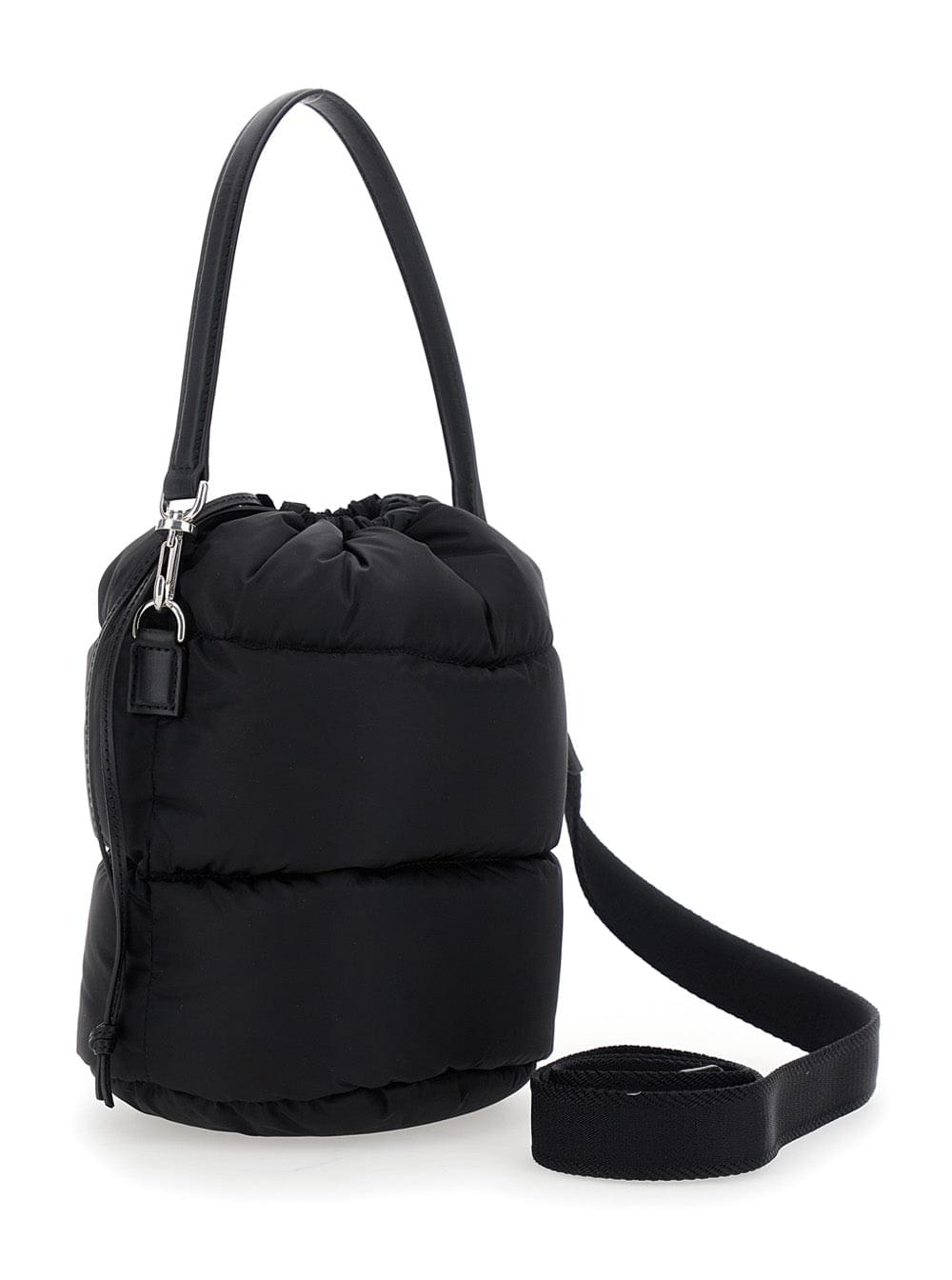 Moncler Women 'Karadoc' Black Handbag With Drawstring Closure And Logo Patch On The Front In Tech Fabric Woman MONCLER