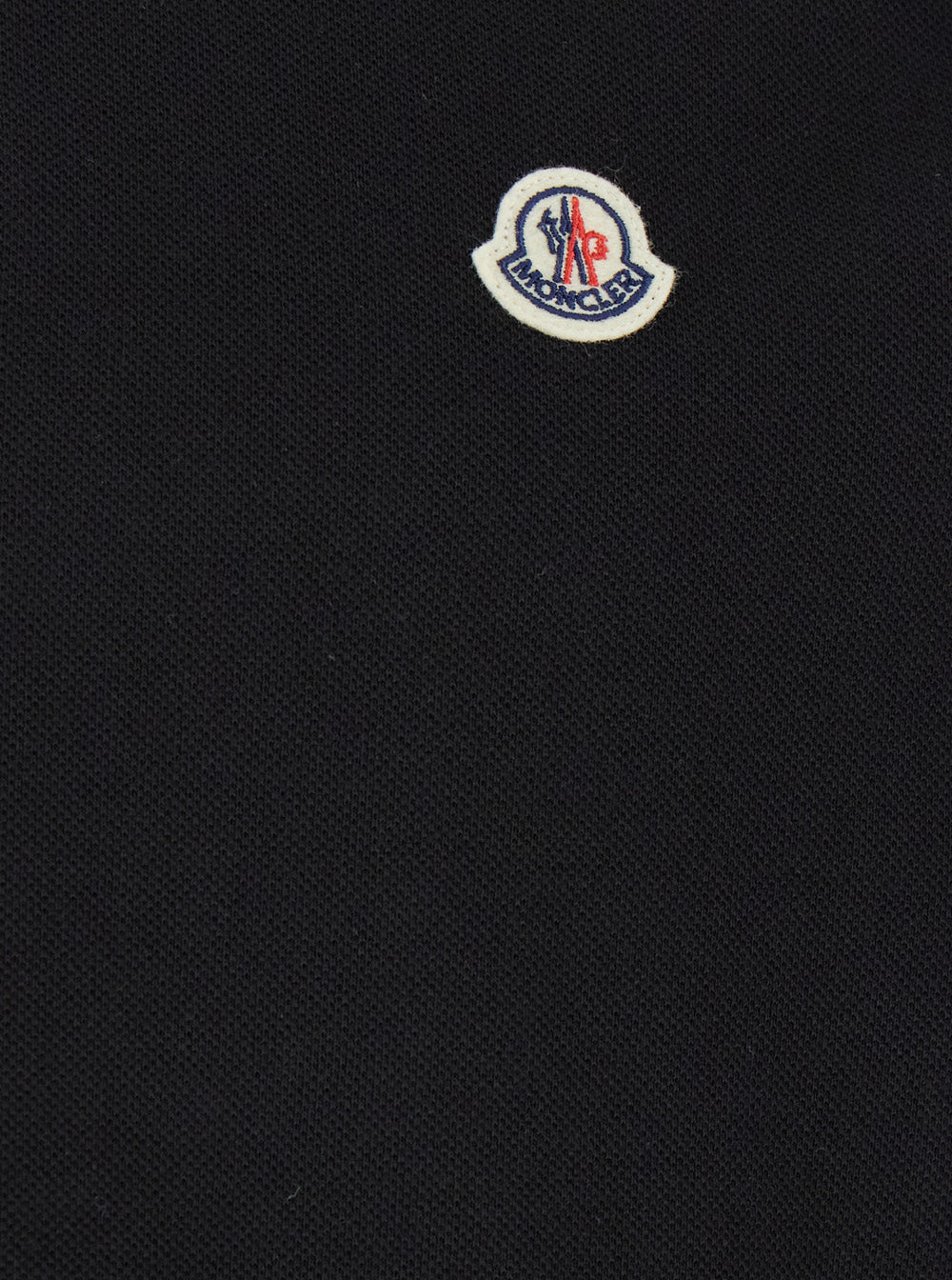 Moncler Men Black Piquet Cotton Polo Shirt With Logo Patch MONCLER