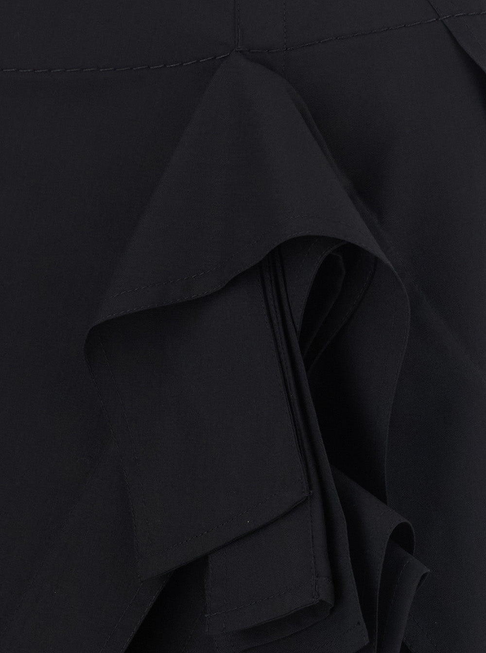 Bottega Veneta Women Black Midi Skirt With All-Over Ruffles In Wool For Women BOTTEGA VENETA