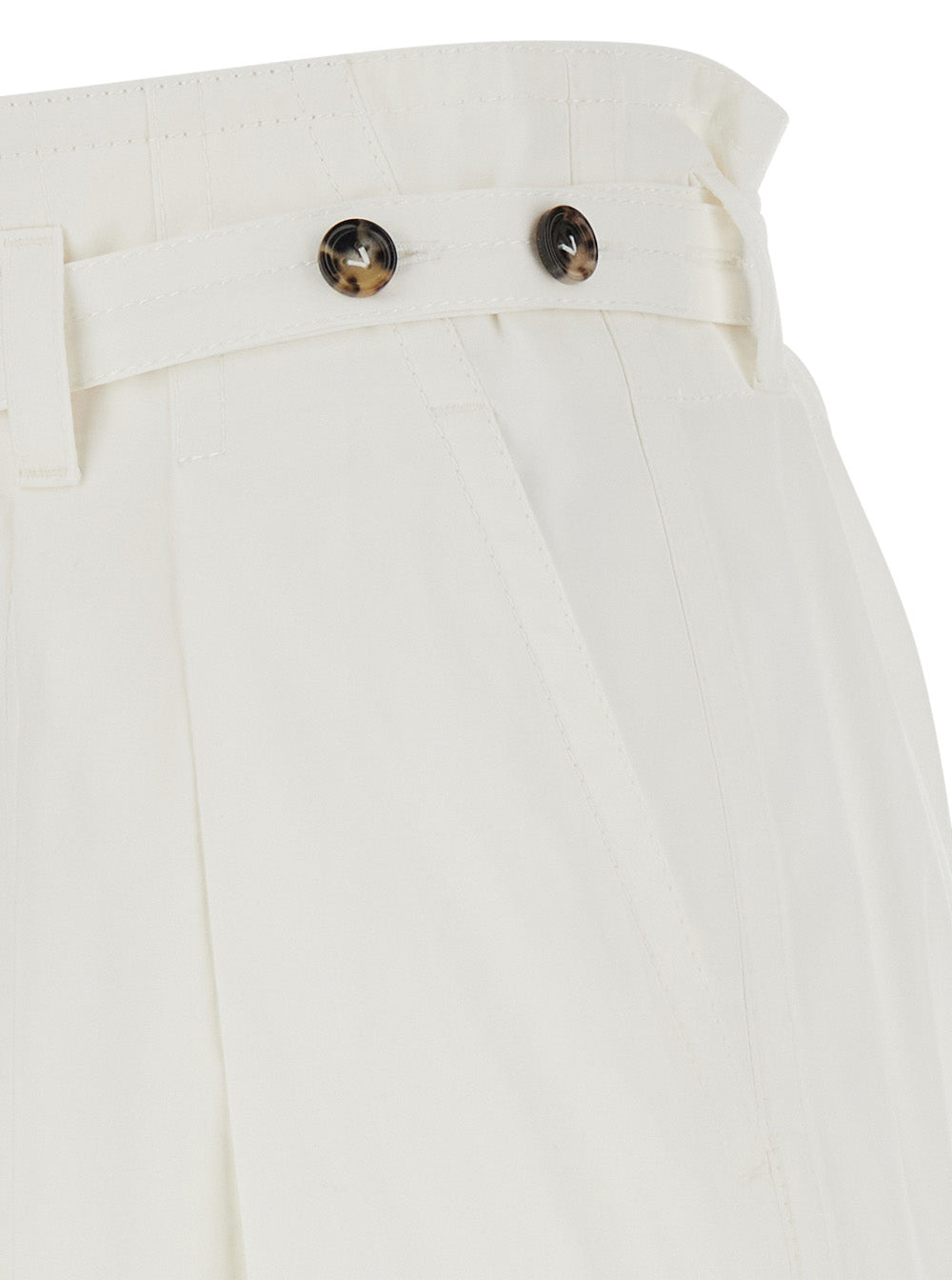 Bottega Veneta Women White Pants With Tapered Leg And Matching Waist Belt In Cotton For Women BOTTEGA VENETA