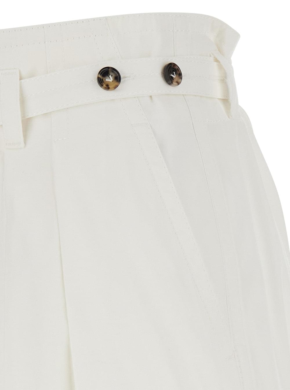 Bottega Veneta Women White Pants With Tapered Leg And Matching Waist Belt In Cotton For Women BOTTEGA VENETA