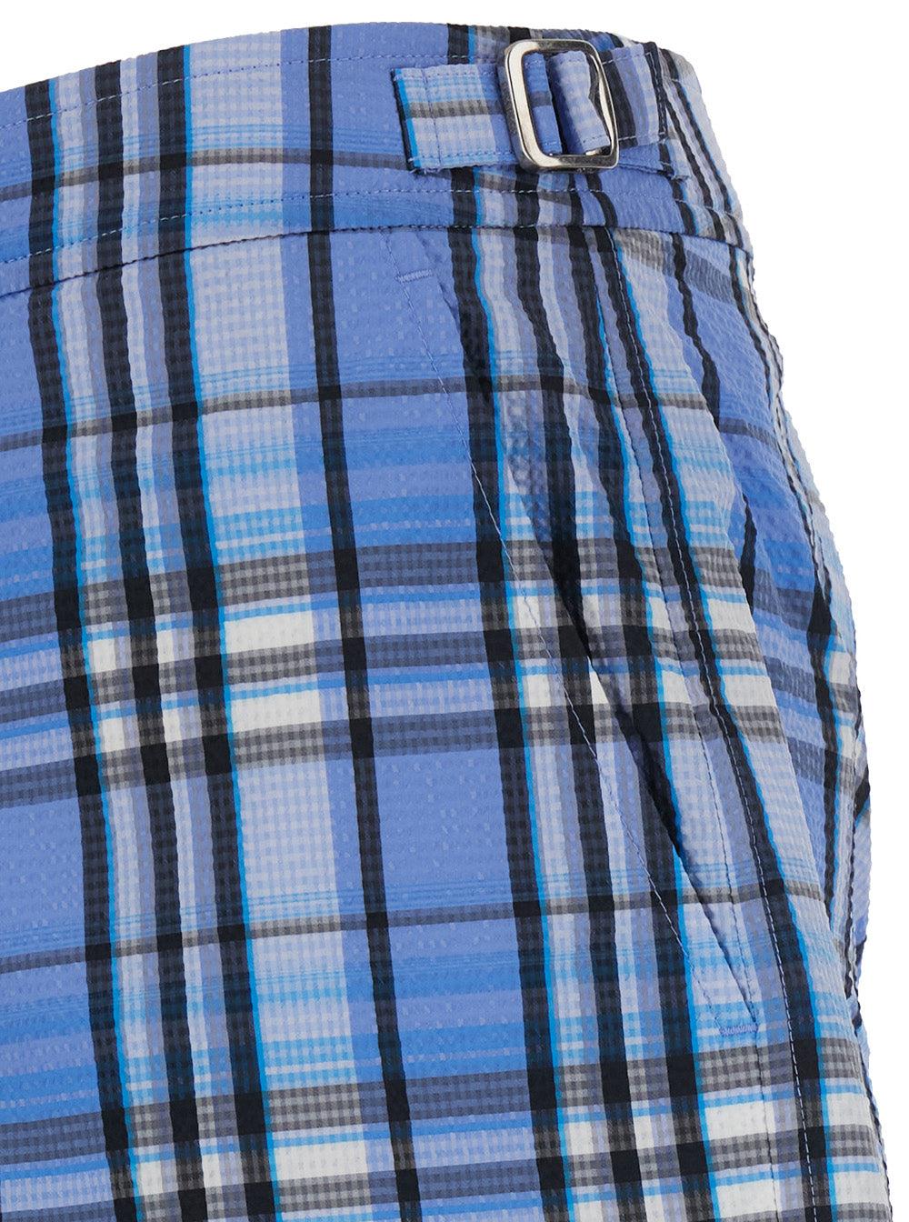 Burberry Men Light Blue Swim Shorts With Striped Motif And Logo On The Front In Tech Fabric For Men BURBERRY