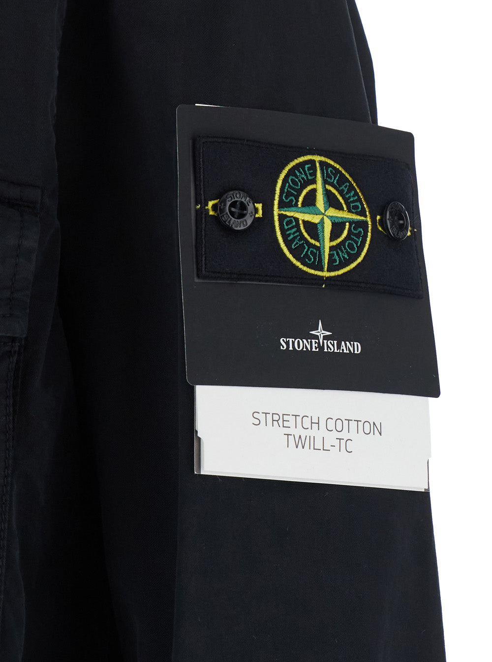 Stone Island Men Black Jacket With Fixed Hood And Logo Patch On The Sleeve In Cotton Twill Men STONE ISLAND