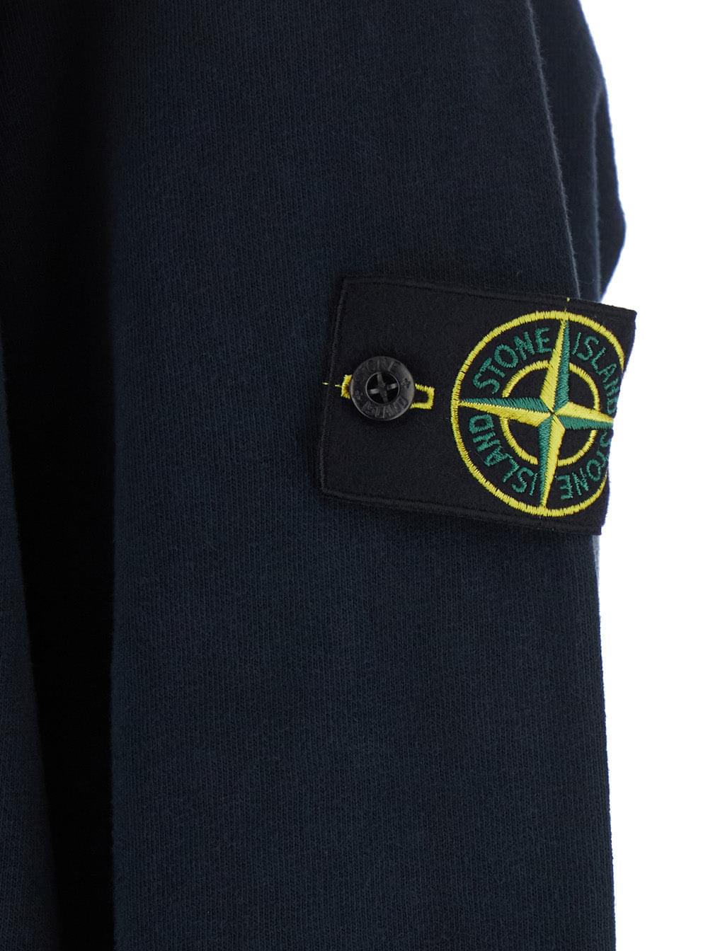 Stone Island Men Blue Crewneck Sweatshirt With Dropped Shoulders And Logo Patch On The Sleeve In Cotton For Men STONE ISLAND