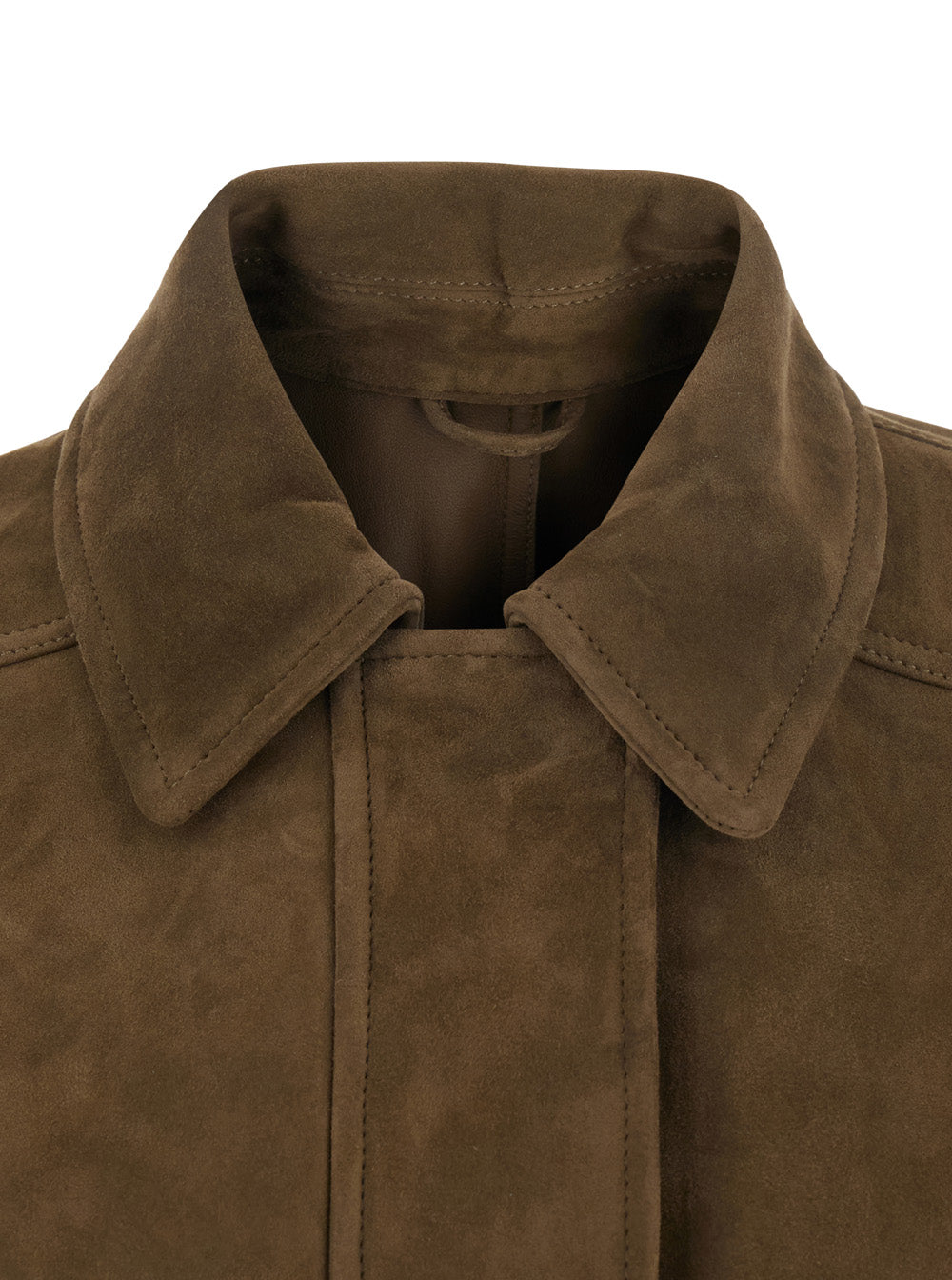 Brunello Cucinelli Women Brown Jacket With Classic Collar And Hidden Front Closure In Suede For Women BRUNELLO CUCINELLI