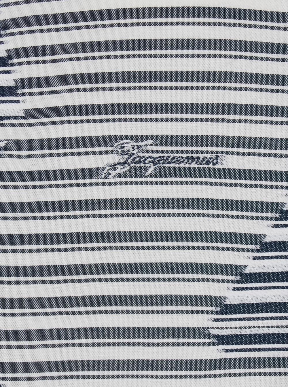 Jacquemus Men 'La Chemise Plage' Blue Bowling Shirt With Sailboat Stripe Motif In Cotton For Men JACQUEMUS
