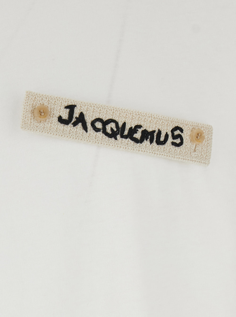 Jacquemus Men 'Le T-Shirt Plage' White Crew Neck T-Shirt With Logo Patch On The Front In Cotton For Men JACQUEMUS