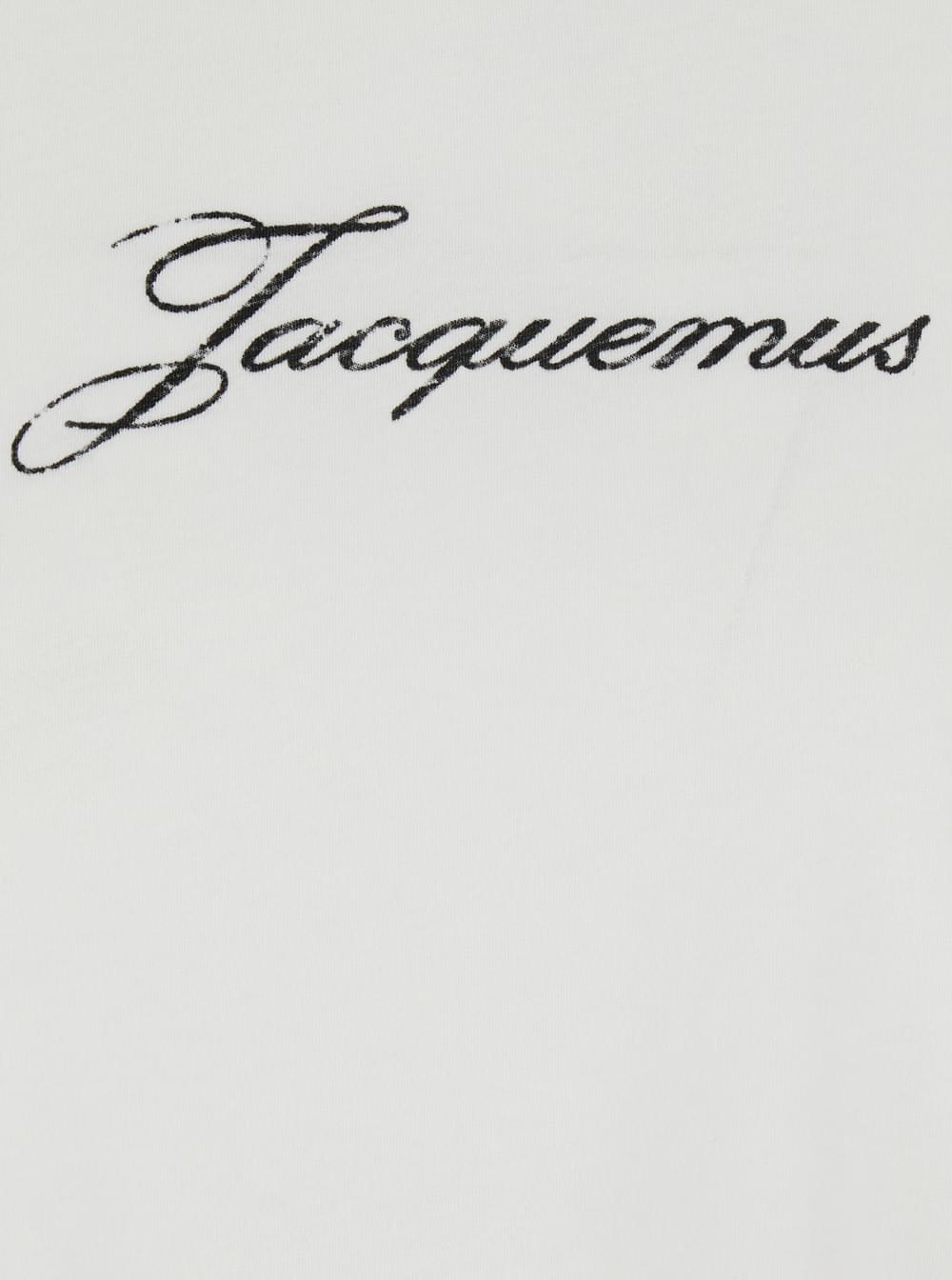 Jacquemus Women White T-Shirt With Round Neck And Logo On Front In Cotton For Women JACQUEMUS