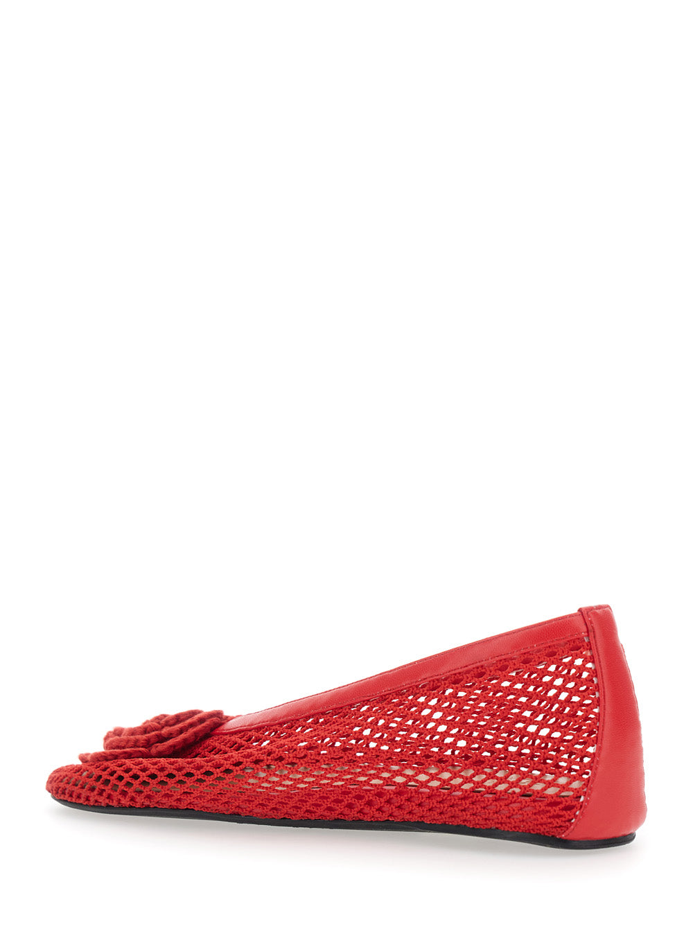 Ganni Women 'Jenny' Red Ballet Shoes With Mesh Design In Fabric For Women GANNI