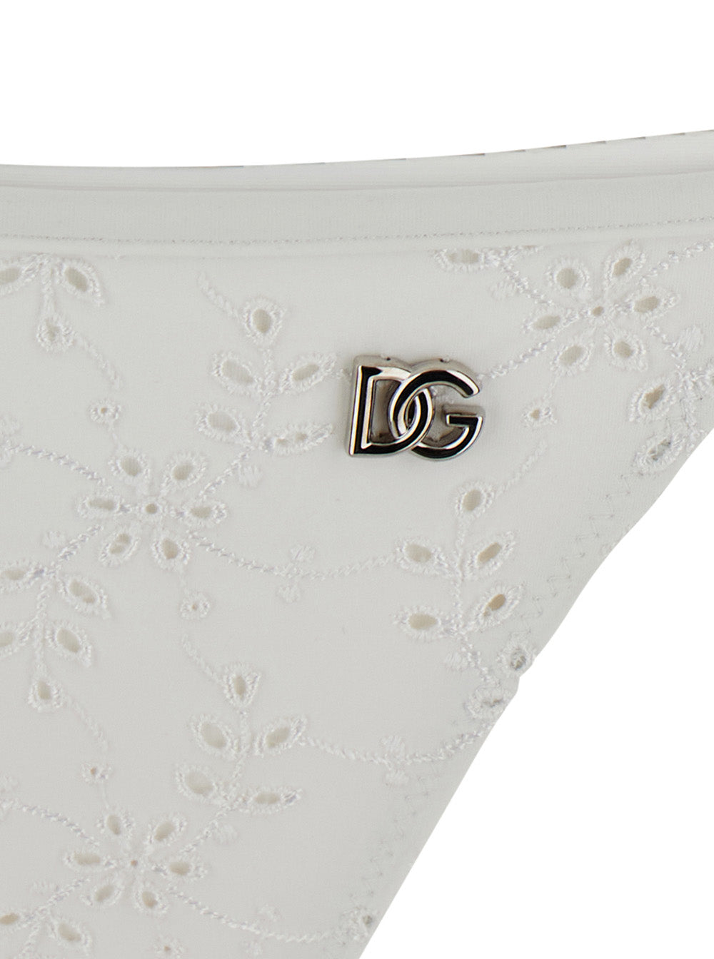 Dolce & Gabbana Women White Bikini With Embroidered Design And Dg Logo In Tech Fabric Woman DOLCE & GABBANA