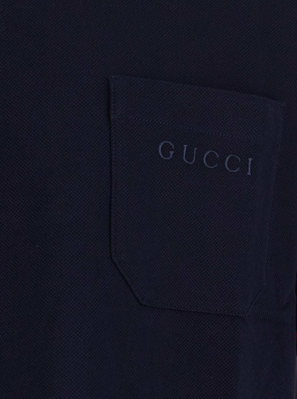 Gucci Men Blue Polo With Web Detail And Logo Lettering On The Front In Cotton For Men GUCCI