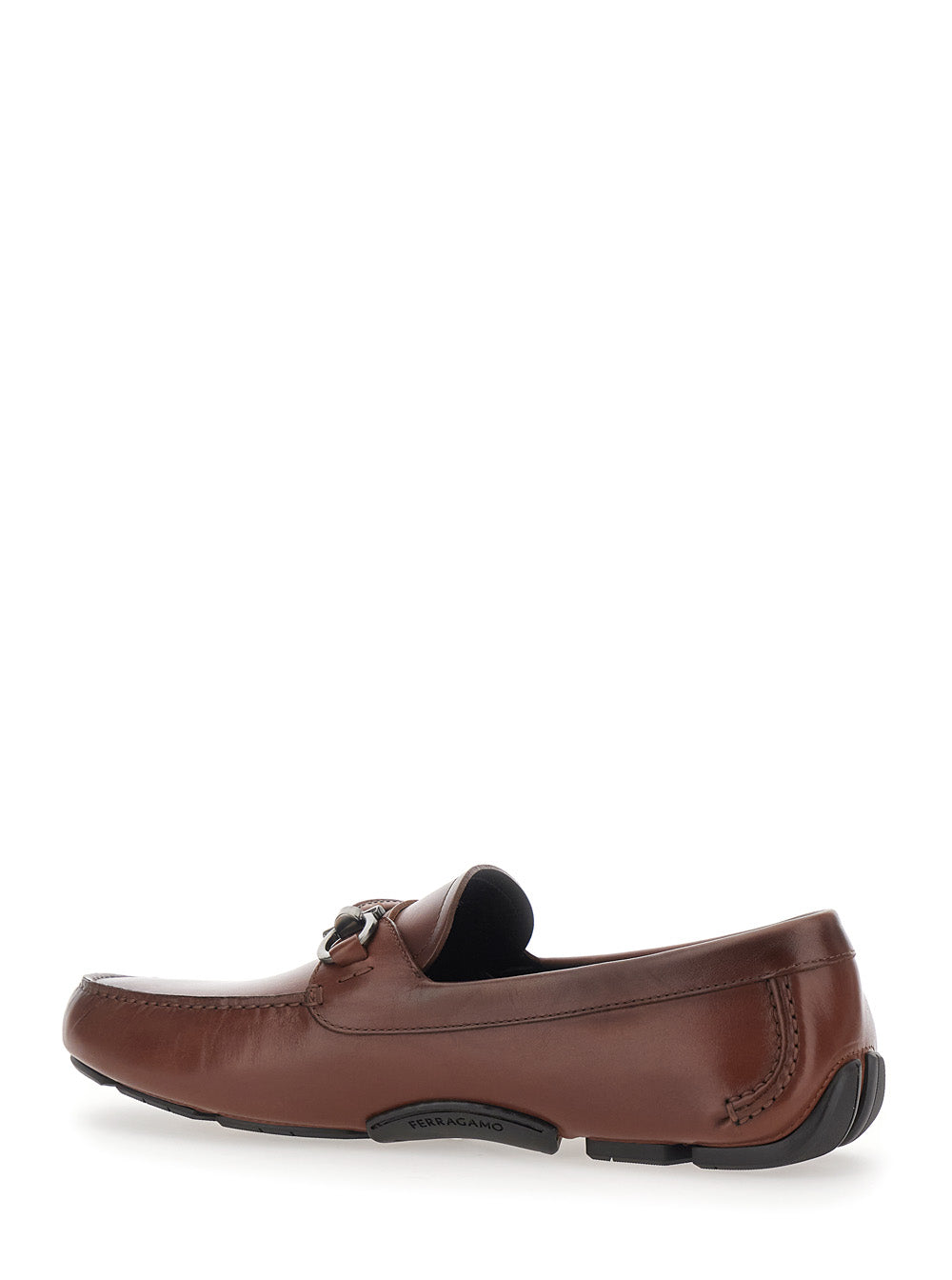 Ferragamo Men 'Sunsay' Brown Loafers With Gancini Plaque On The Front In Leather For Men FERRAGAMO