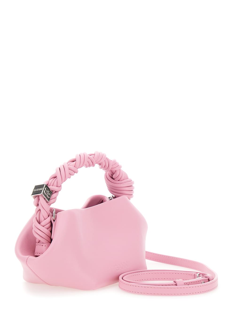 Ganni Women 'Bou' Pink Mini Handbag With Butterfly Plaque On The Front And Adjustable And Removable Strap In Leather Blend For Women GANNI