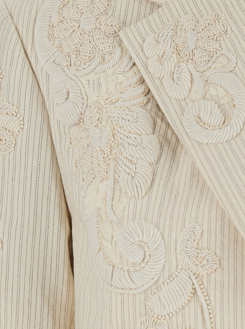 Dries Van Noten Women 'Birdy' Beige Jackets With Applied Embroidery And Striped Motif In Fabric Women DRIES VAN NOTEN