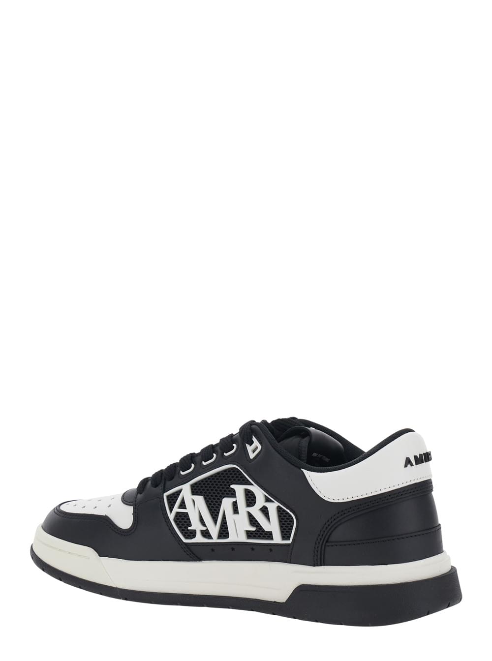 Amiri Men Black And White Low Top Sneakers With Logo Patch On The Tongue And Side In Leather And Fabric For Men AMIRI