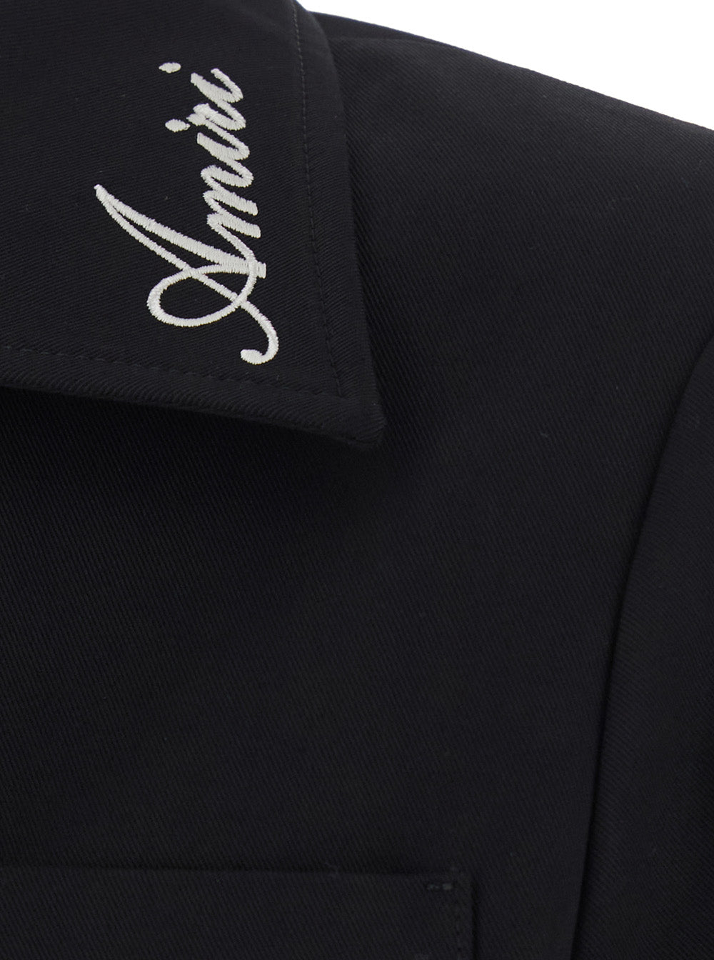 Amiri Men Black Jacket With Notched Collar With Logo Lettering Embroidery In Cotton For Men AMIRI