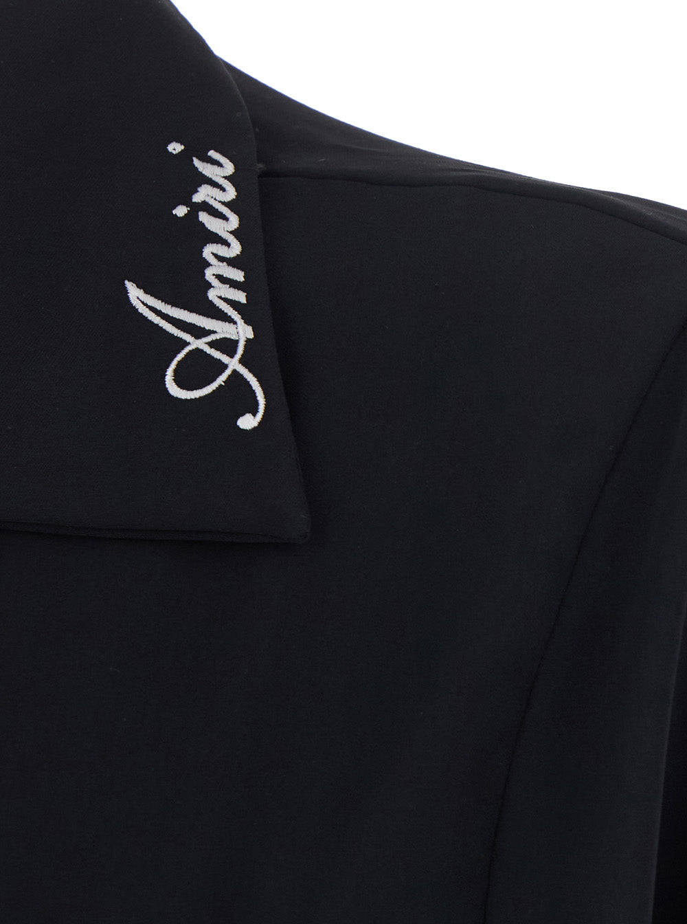 Amiri Men Black Shirt With Notched Collar With Logo Lettering Embroidery In Tech Fabric For Men AMIRI