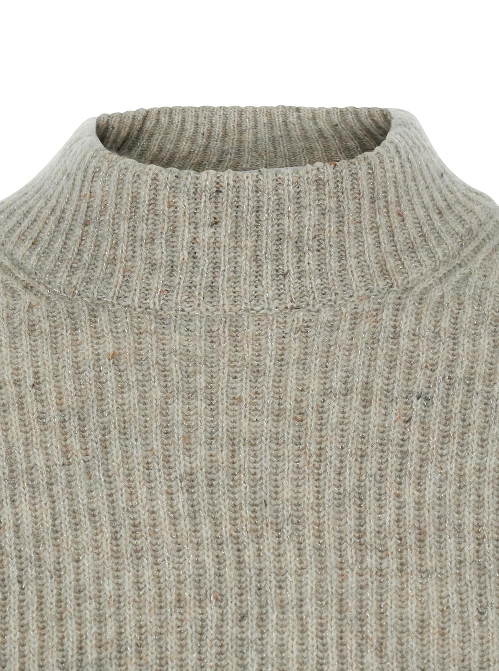 Brunello Cucinelli Women Gray Turtleneck Knit Sweater In Cashmere For Women BRUNELLO CUCINELLI